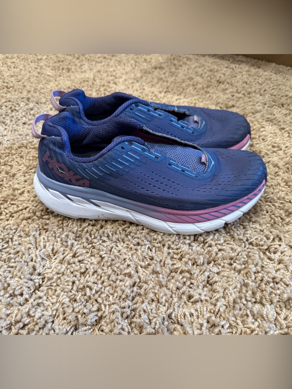 Hoka Women’s Running Shoes - Navy and Purple Accents - Picture 2 of 3